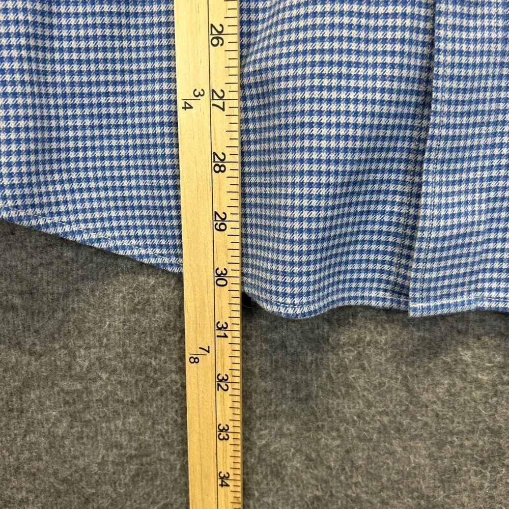 Banana Republic Mens Luxe Flannel Slim Fit Shirt Blue White Gingham Large L